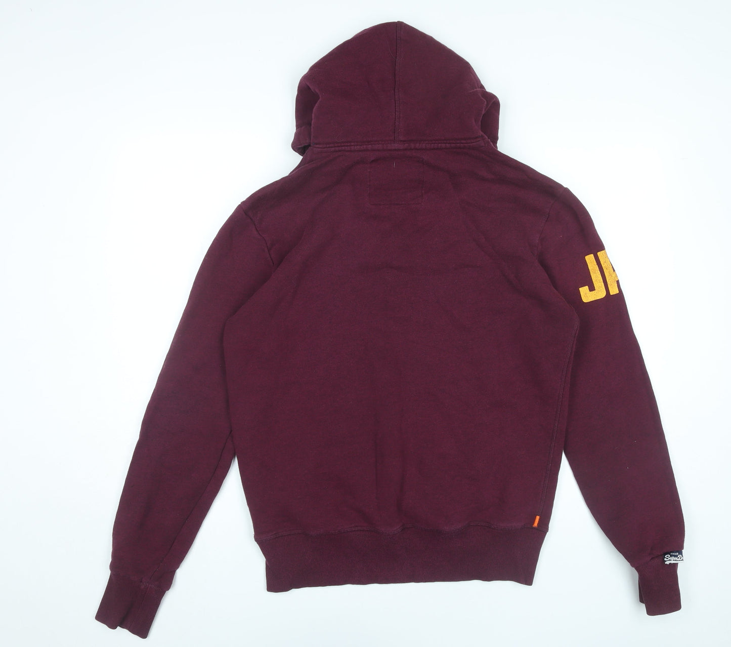 Superdry Men's Red Pullover Hoodie Size M Vintage Graphic Sweatshirt