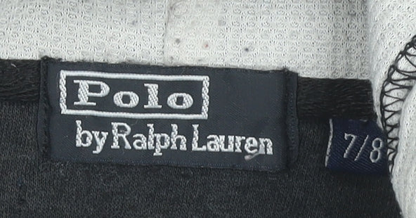Ralph Lauren Boys Black Full Zip Hoodie 7-8 Years Cotton Polyester Logo