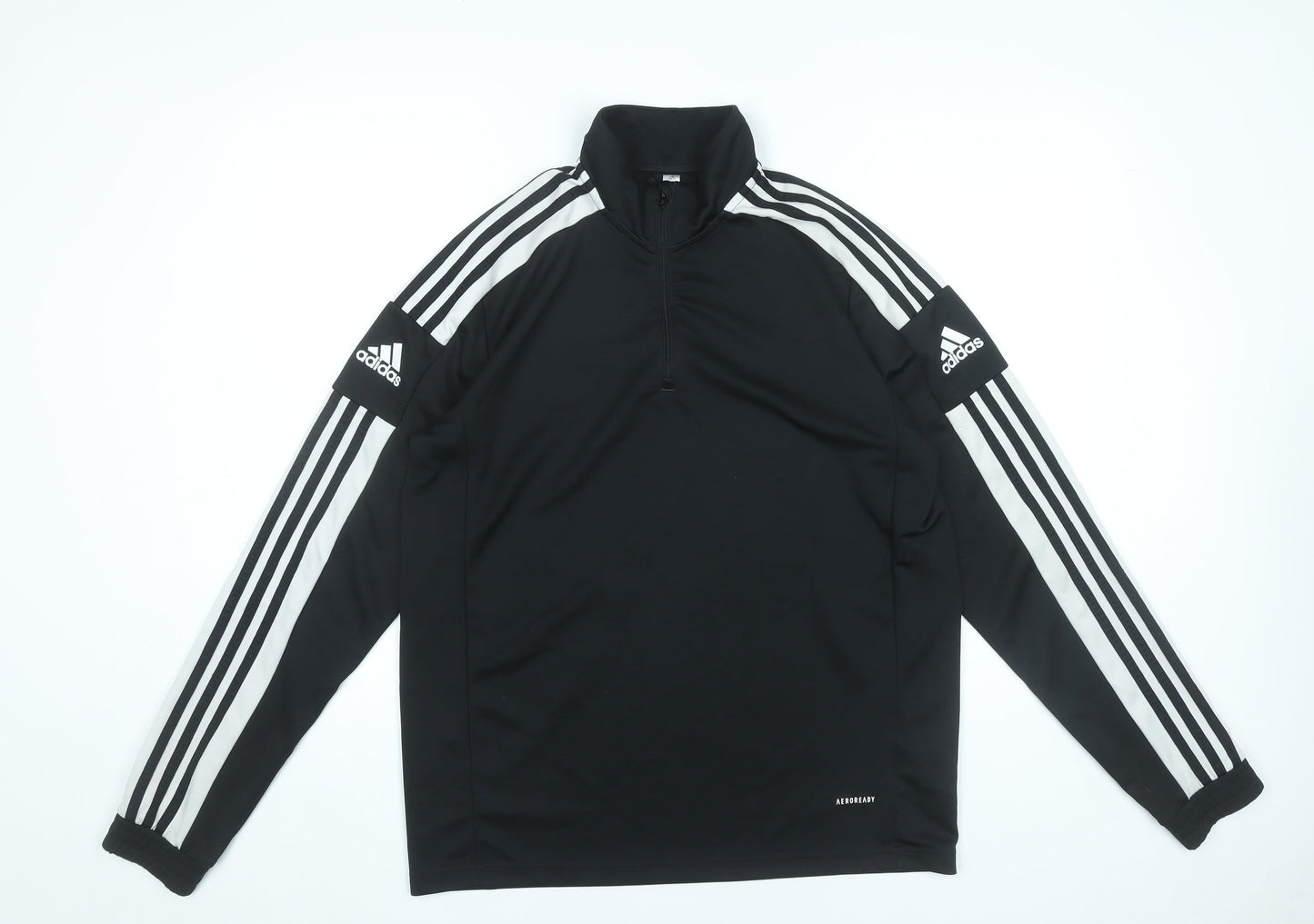 Adidas Men’s Black Striped 1/4 Zip Sweatshirt L Sports Training