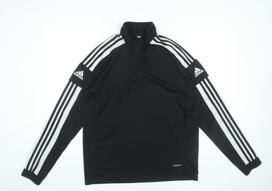 Adidas Men’s Black Striped 1/4 Zip Sweatshirt L Sports Training