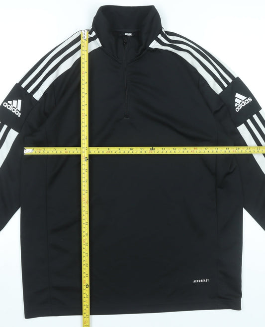 Adidas Men’s Black Striped 1/4 Zip Sweatshirt L Sports Training