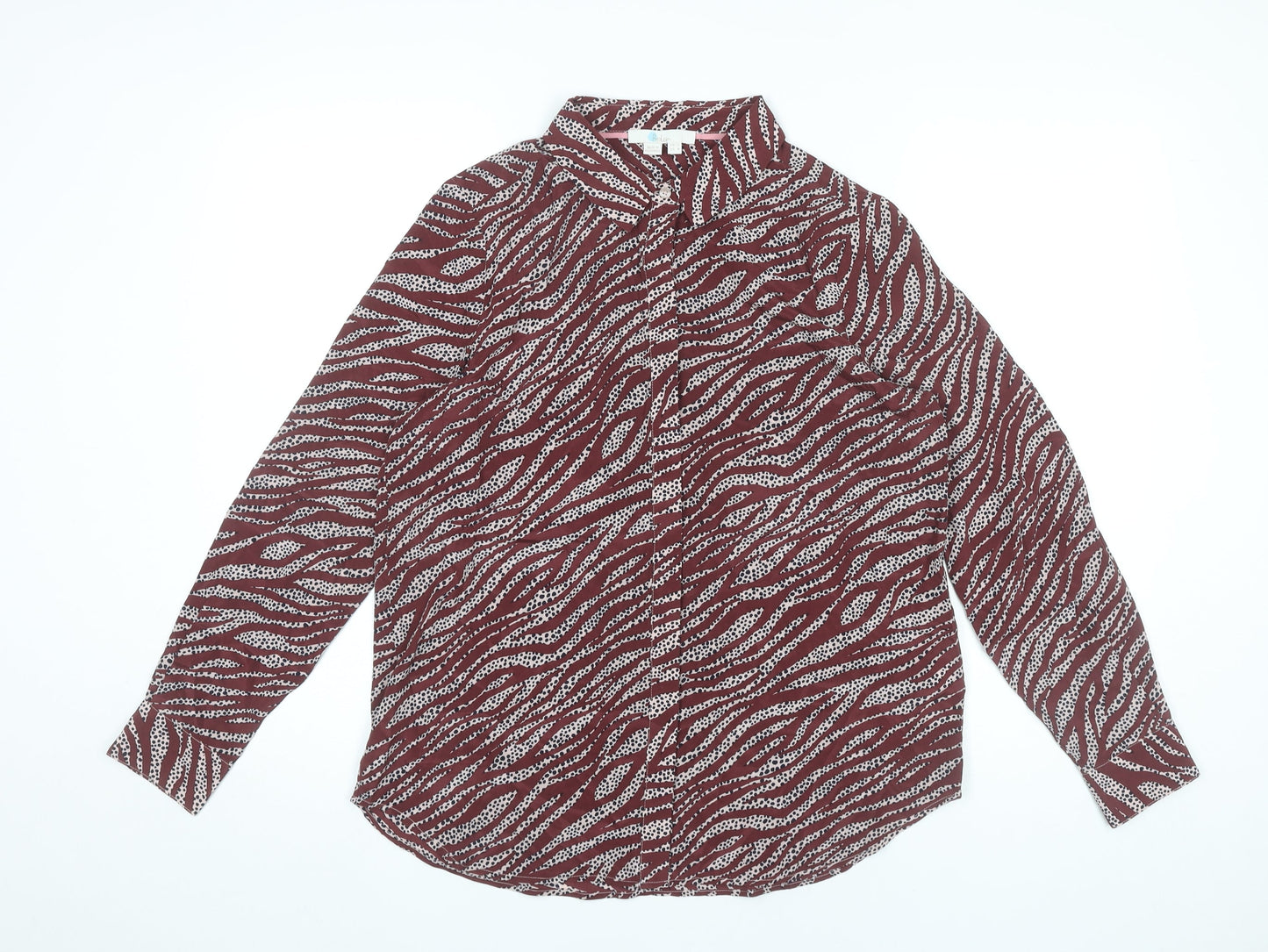 Boden Womens Red Silk Animal Print Button-Up Shirt UK 12