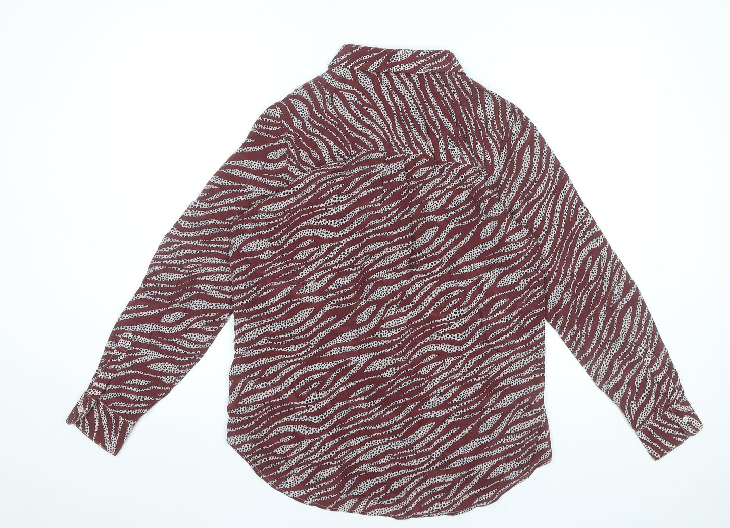 Boden Womens Red Silk Animal Print Button-Up Shirt UK 12