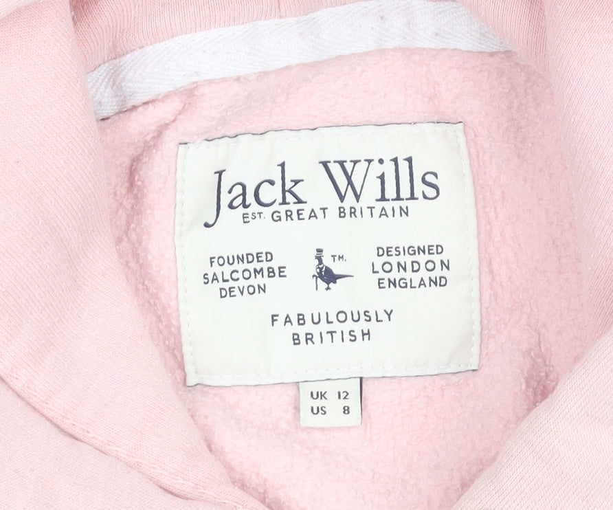 Jack Wills Womens Pink Hoodie UK 12 Pullover Cotton Blend Casual
