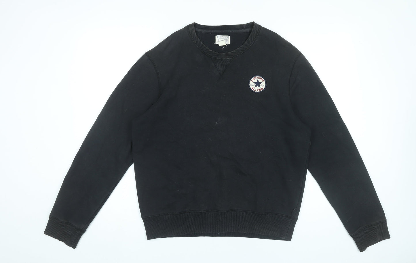 Converse Men’s Black Small Pullover Sweatshirt Crew Neck Logo