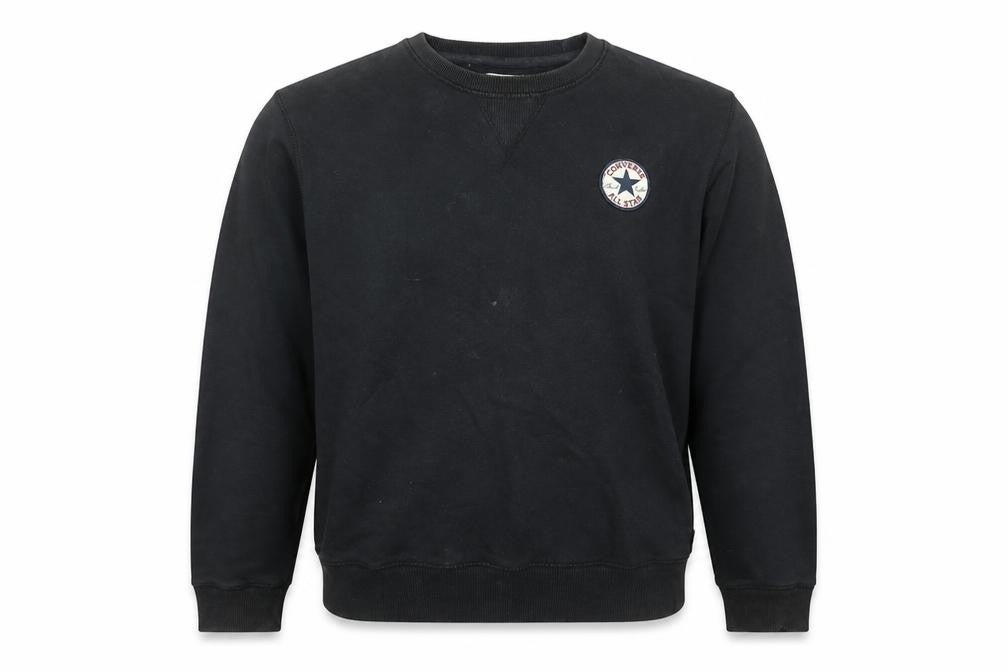 Converse Men’s Black Small Pullover Sweatshirt Crew Neck Logo