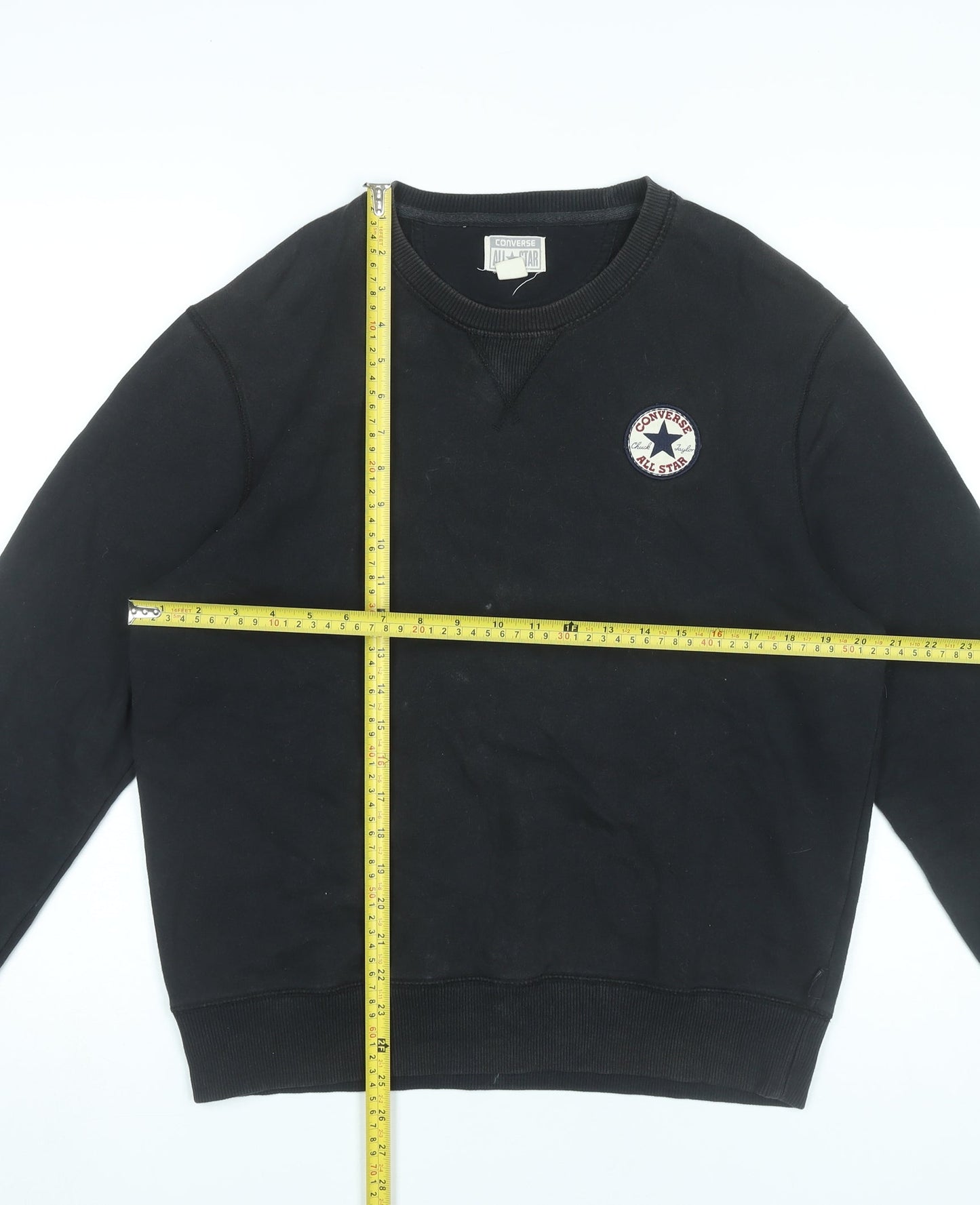 Converse Men’s Black Small Pullover Sweatshirt Crew Neck Logo