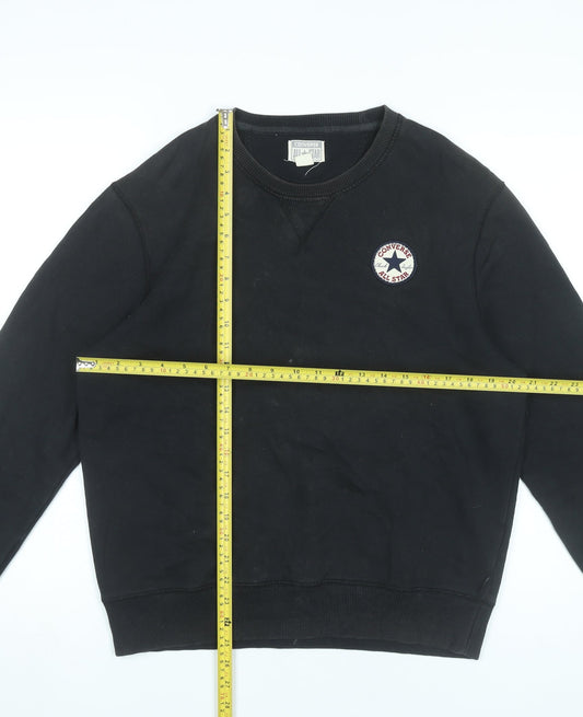 Converse Men’s Black Small Pullover Sweatshirt Crew Neck Logo