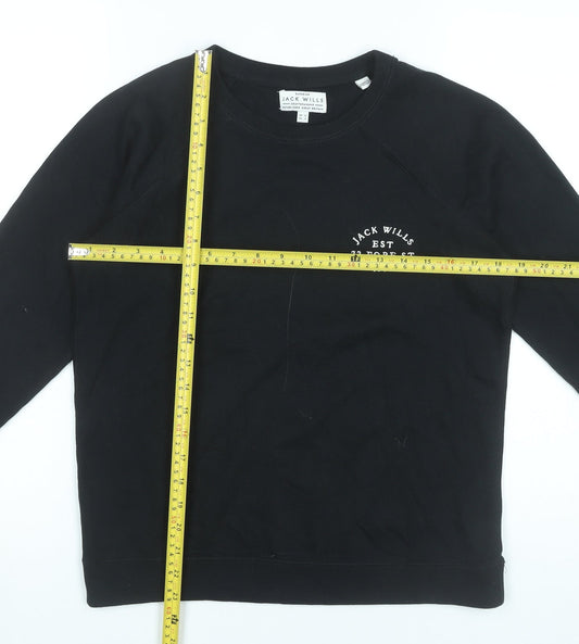 Jack Wills Women’s Black Sweatshirt UK 12 Pullover Crew Neck