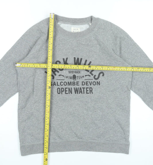 Jack Wills Women’s Grey Sweatshirt UK 12 Graphic Print Pullover