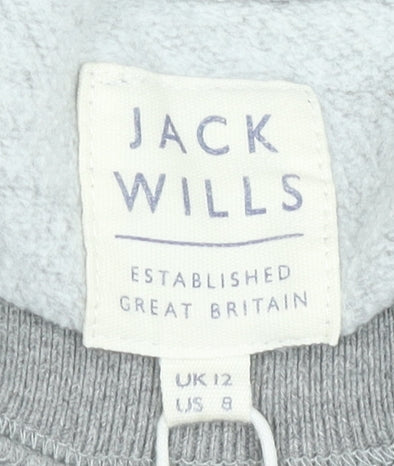 Jack Wills Women’s Grey Sweatshirt UK 12 Graphic Print Pullover