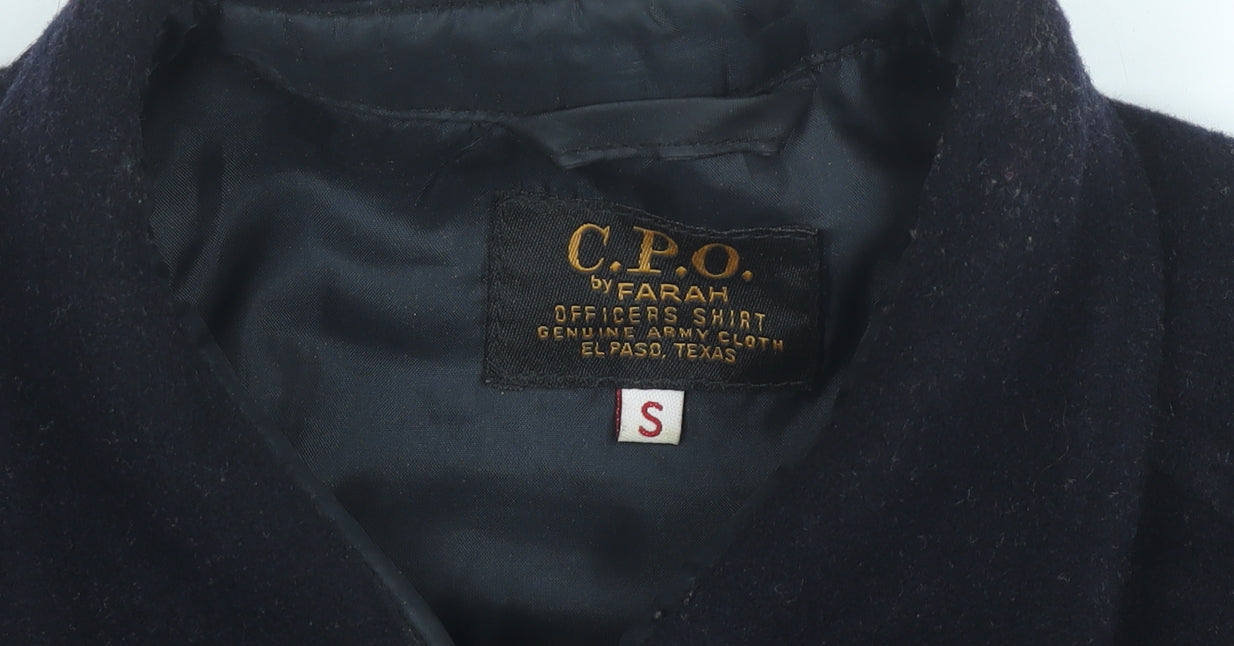 Farah C.P.O. Men’s Black Wool Officer Shirt Jacket S Regular Fit