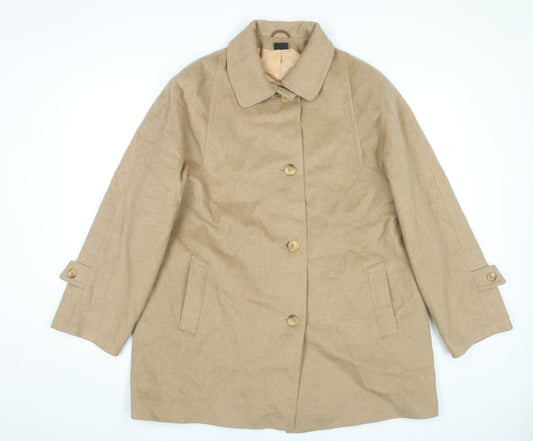 Lampert London Womens Beige Cashmere Wool Coat UK 16 Classic Overcoat