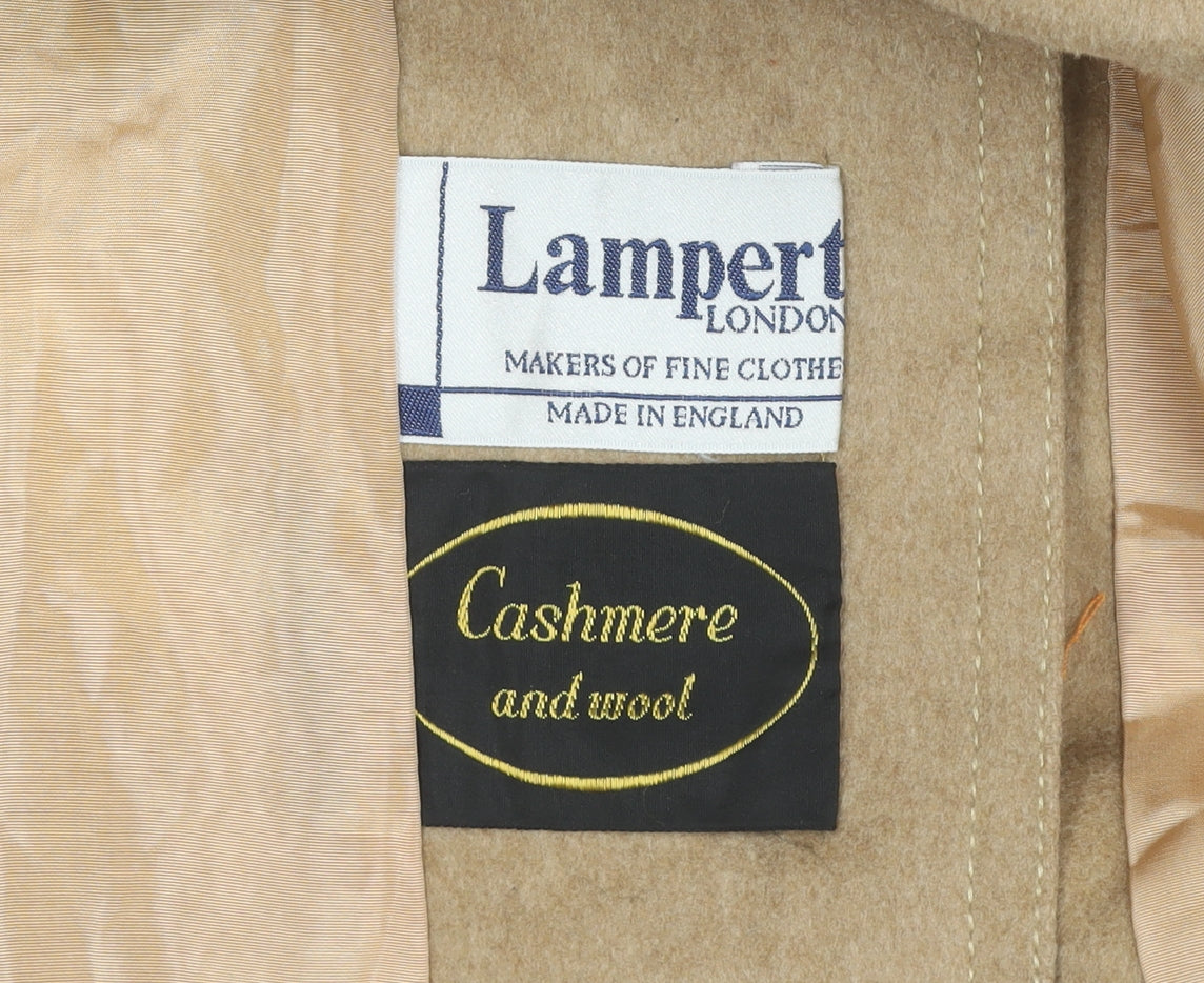 Lampert London Womens Beige Cashmere Wool Coat UK 16 Classic Overcoat