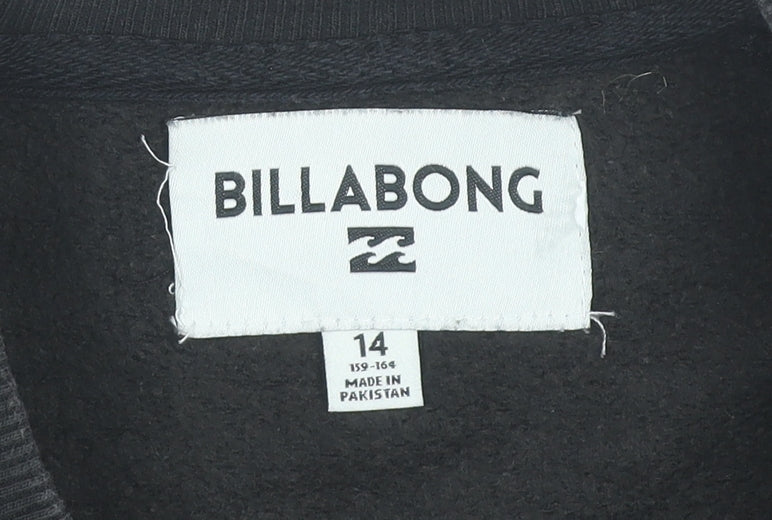 Billabong Teens Black Pullover Sweatshirt Size 14 Logo Graphic