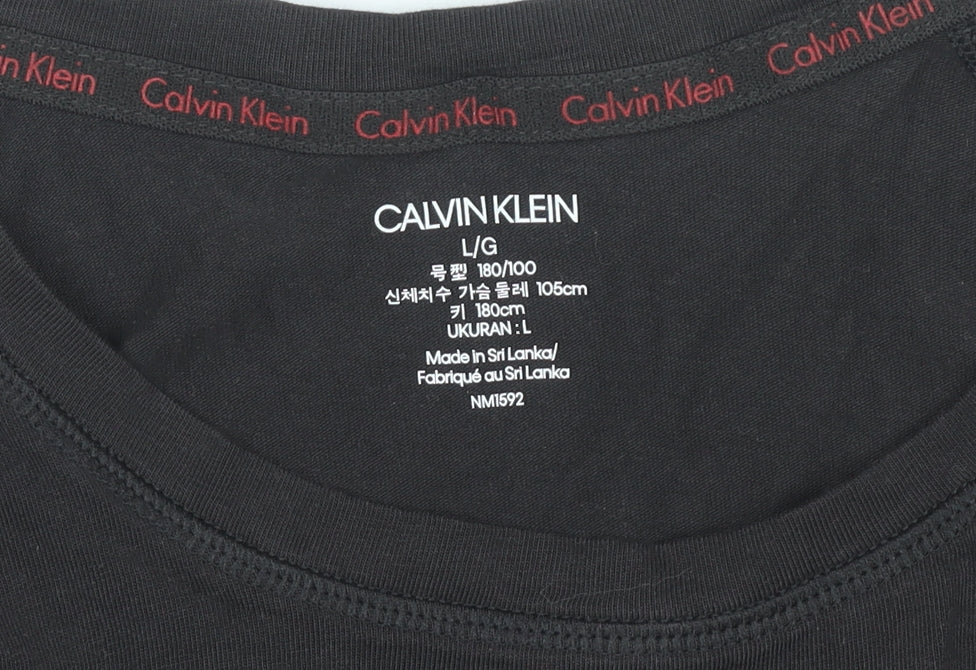 Calvin Klein Men's Black Long Sleeve Logo T-Shirt Size L