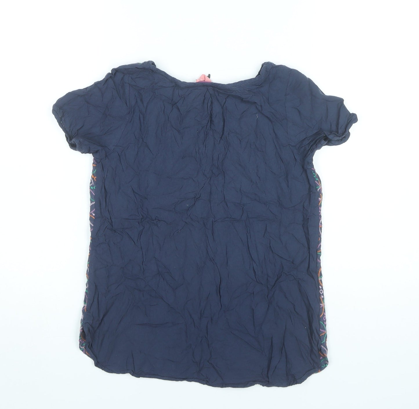 White Stuff Womens Blue Embroidered Tunic Blouse Size 8 Cotton