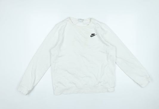 Nike Boys White XL Pullover Sweatshirt Crew Neck Long Sleeve Logo