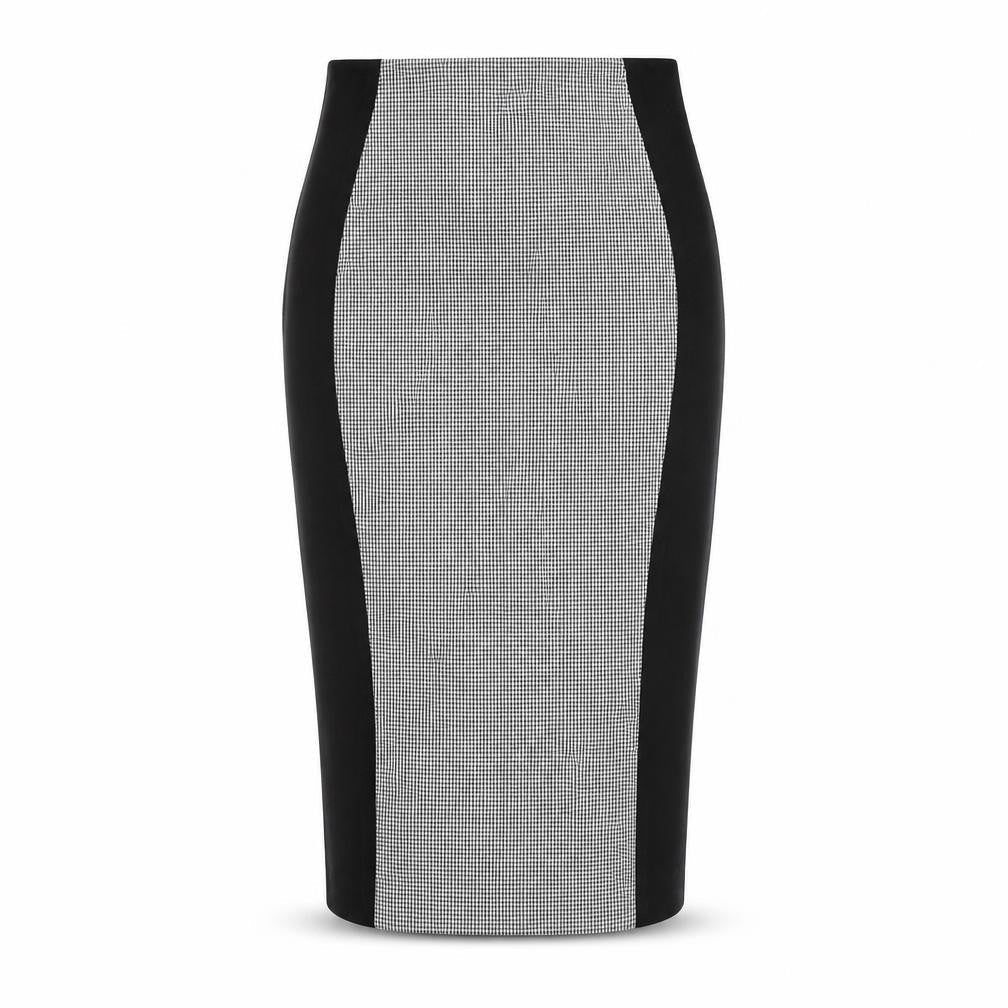 Front view of ASOS Women’s Black & White Midi Pencil Skirt UK 8 Business Stretch