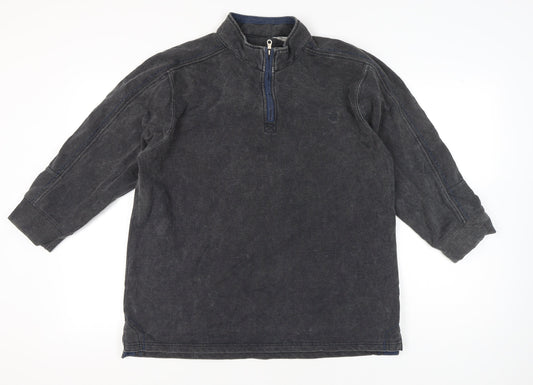 M&Co Men’s Grey 1/4 Zip Pullover Sweatshirt Size L Cotton
