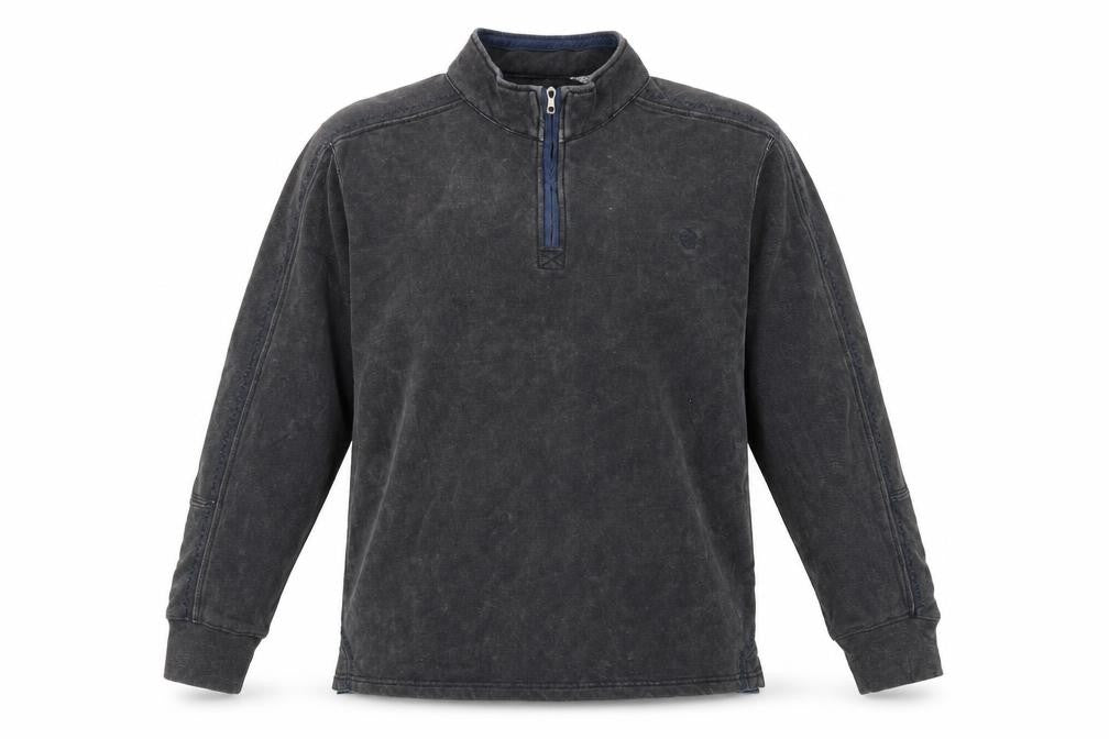 M&Co Men’s Grey 1/4 Zip Pullover Sweatshirt Size L Cotton