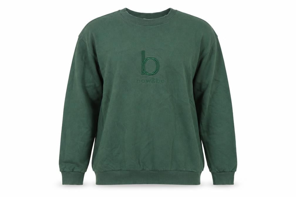 Bow&Bo Womens Green Cotton Pullover Sweatshirt M Logo Casual