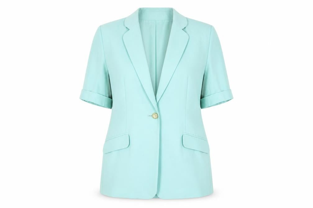 Mansfield Womens Blue Size 14 Wool Single-Breasted Blazer