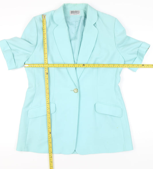 Mansfield Womens Blue Size 14 Wool Single-Breasted Blazer