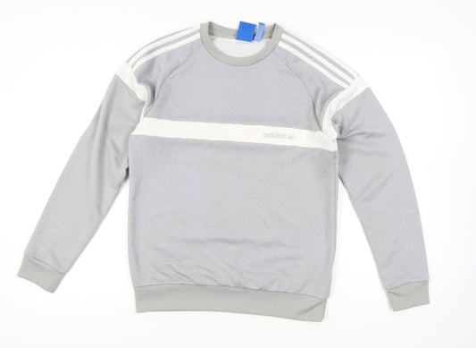 Adidas Men’s Grey Small Pullover Sweatshirt Crew Neck Sportswear