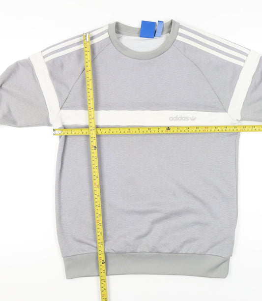 Adidas Men’s Grey Small Pullover Sweatshirt Crew Neck Sportswear