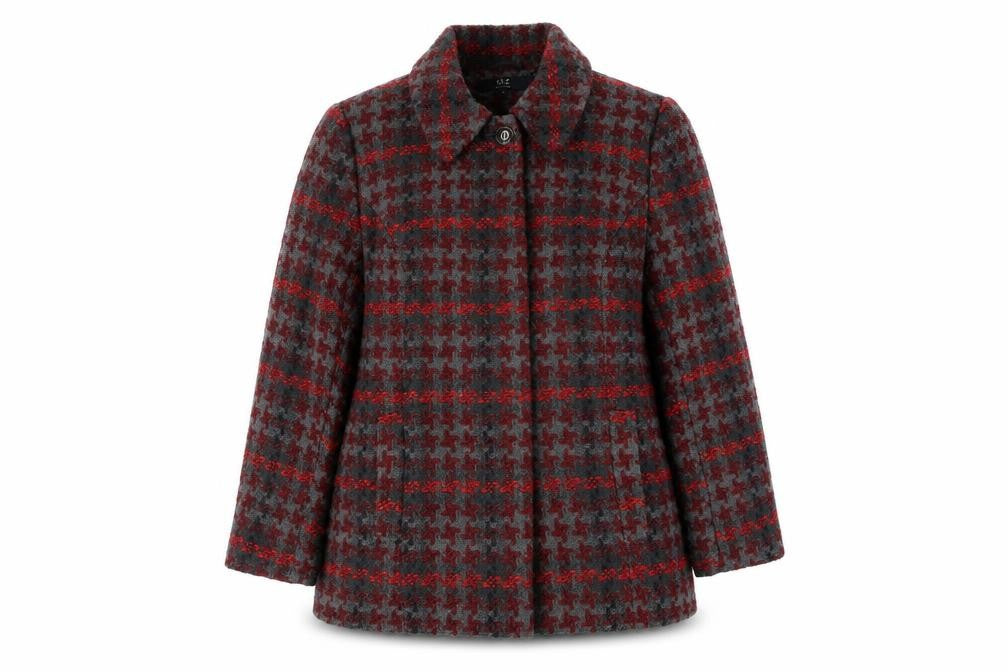 Isle Collection Womens Grey Red Houndstooth Coat Size 18