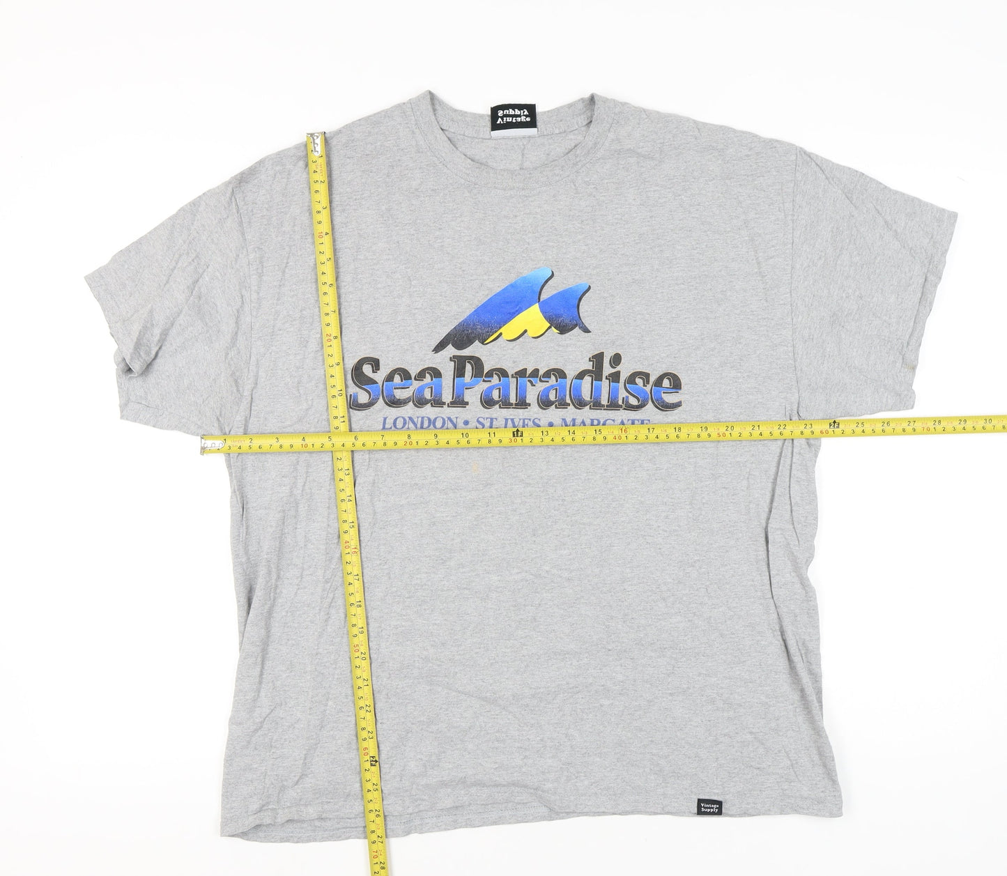 Vintage Supply Men’s Grey XL Graphic Sea Paradise T-Shirt