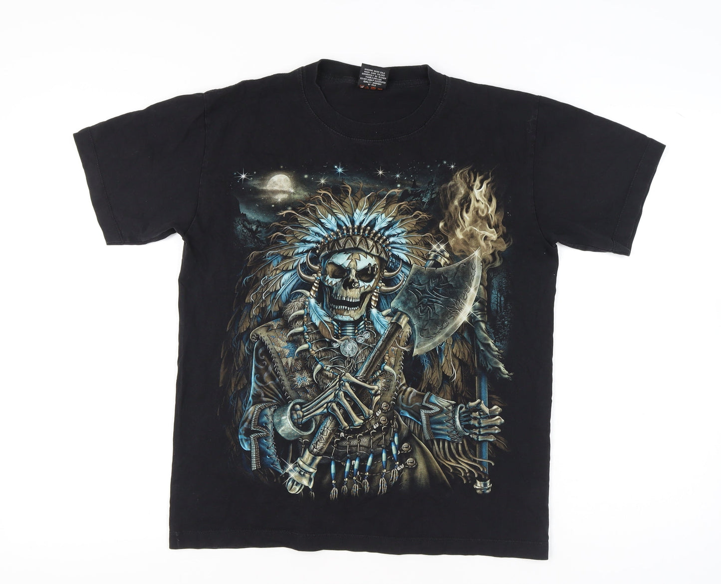 Wild Unisex Adults Black Skull Graphic T-Shirt M Gothic Horror Tribal