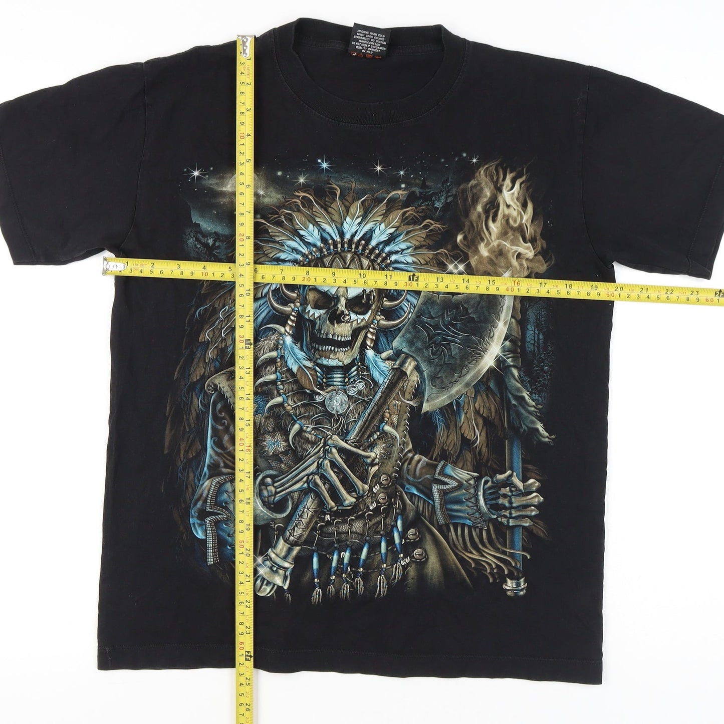 Wild Unisex Adults Black Skull Graphic T-Shirt M Gothic Horror Tribal