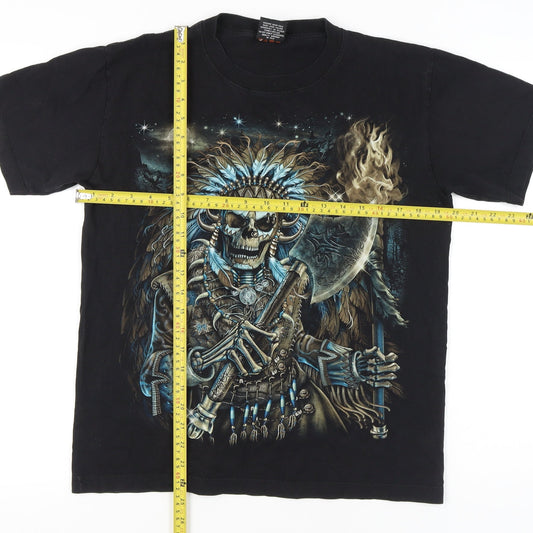 Wild Unisex Adults Black Skull Graphic T-Shirt M Gothic Horror Tribal