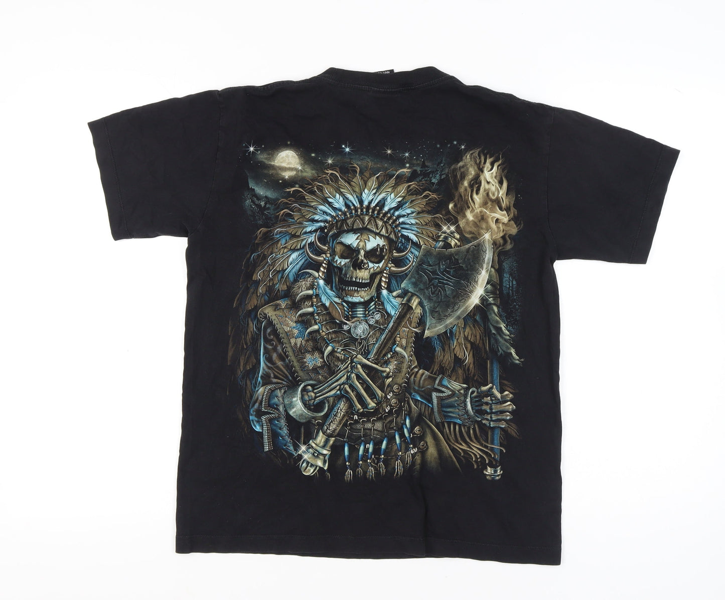 Wild Unisex Adults Black Skull Graphic T-Shirt M Gothic Horror Tribal