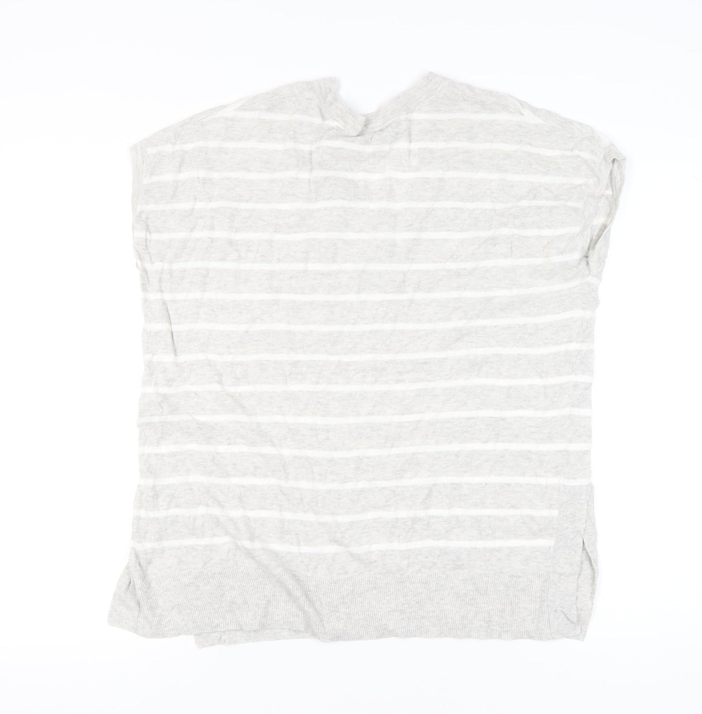 Mint Velvet Womens Grey Striped Sleeveless V-Neck Pullover Jumper M