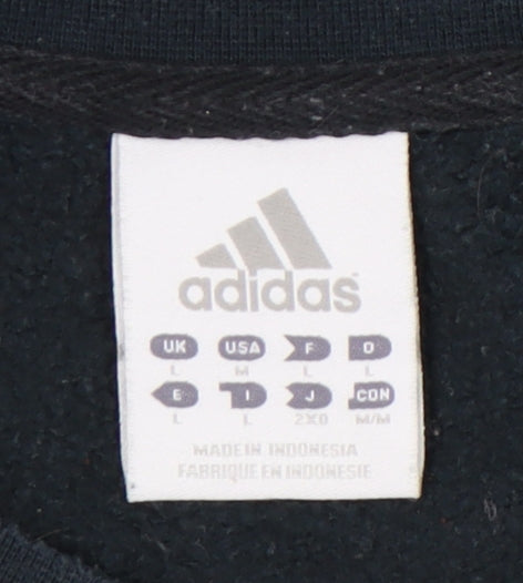 Adidas Mens Black L Pullover Sweatshirt Crew Neck Long Sleeve Gym
