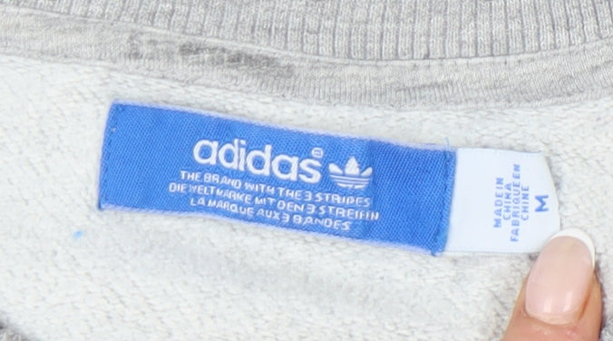 Adidas Womens Grey Sweatshirt Medium Pullover Logo Crew Neck