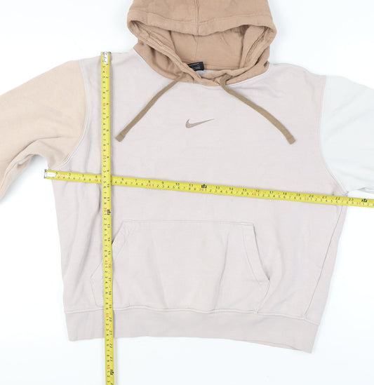 Nike Women’s Beige Colourblock Hoodie Small Logo Pullover Casual