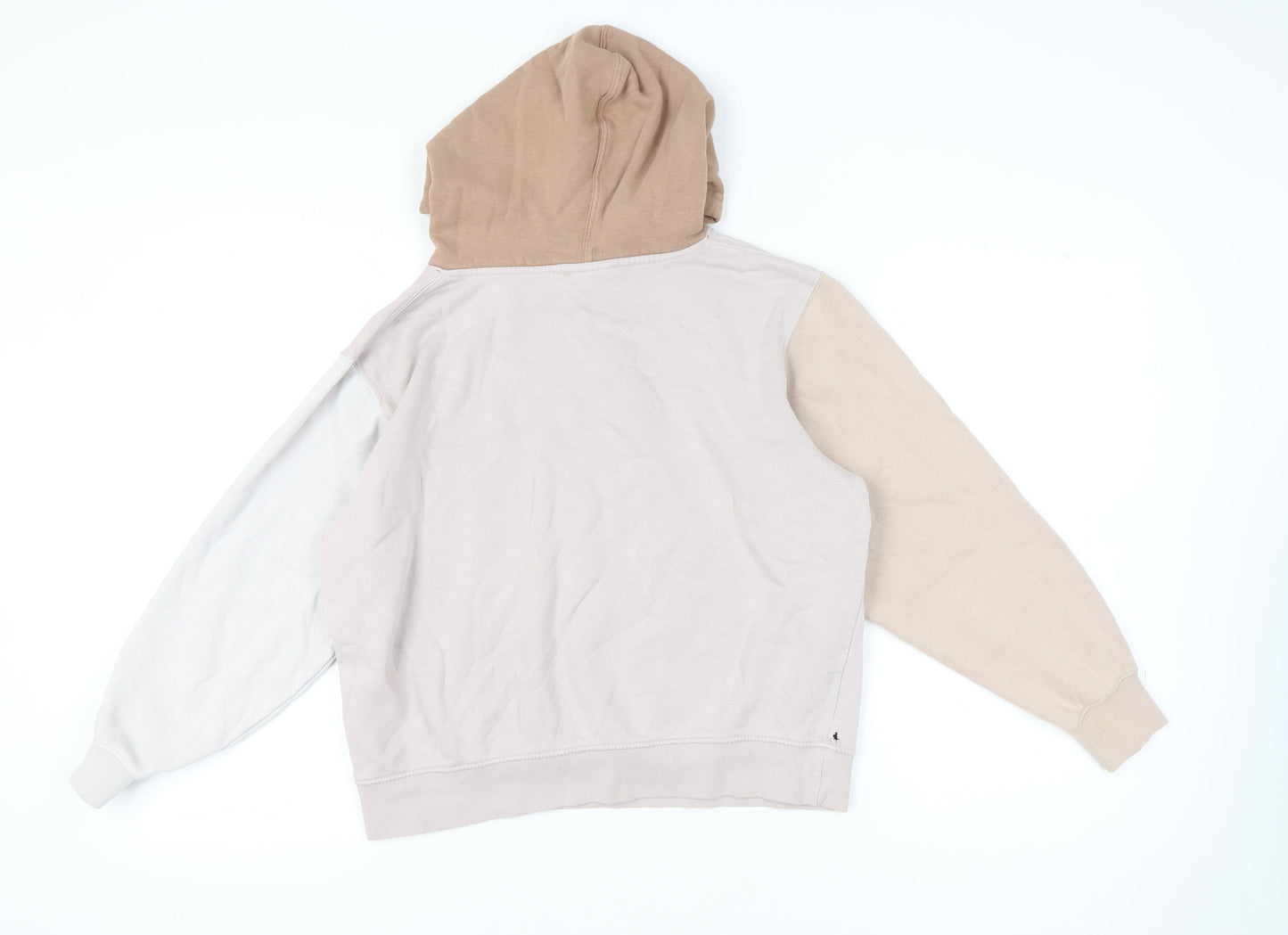 Nike Women’s Beige Colourblock Hoodie Small Logo Pullover Casual