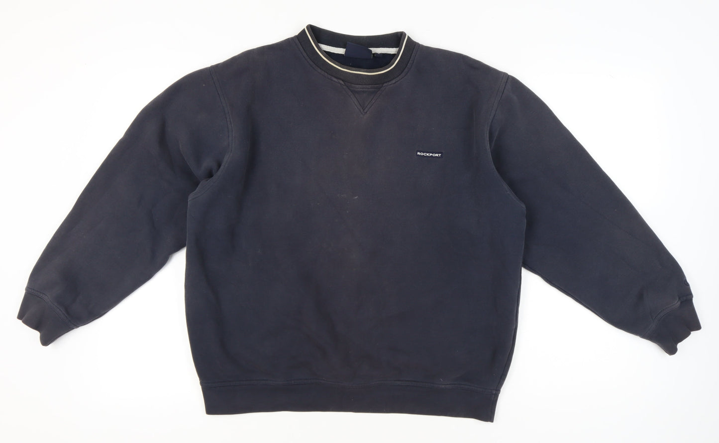 Rockport Men's Blue Pullover Sweatshirt L Crew Neck Logo