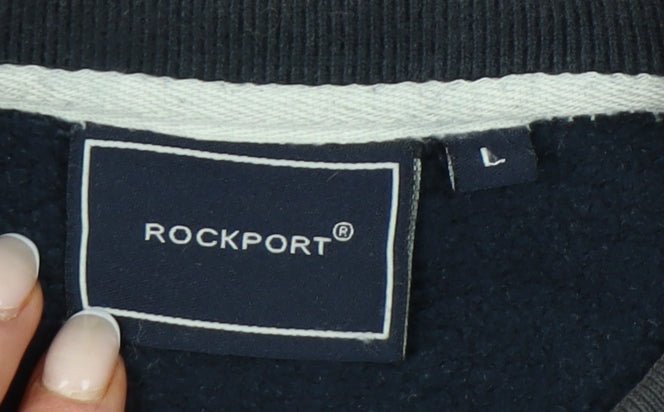 Rockport Men's Blue Pullover Sweatshirt L Crew Neck Logo