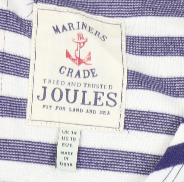 Joules Women’s Blue Striped Shift Dress UK 14 3/4 Sleeve Nautical