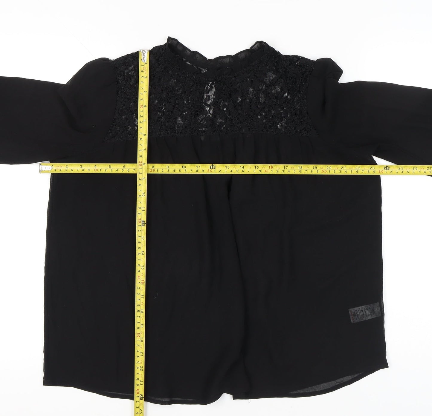 Next Women Black Lace Blouse Size 12 Long Sleeve Tunic Workwear