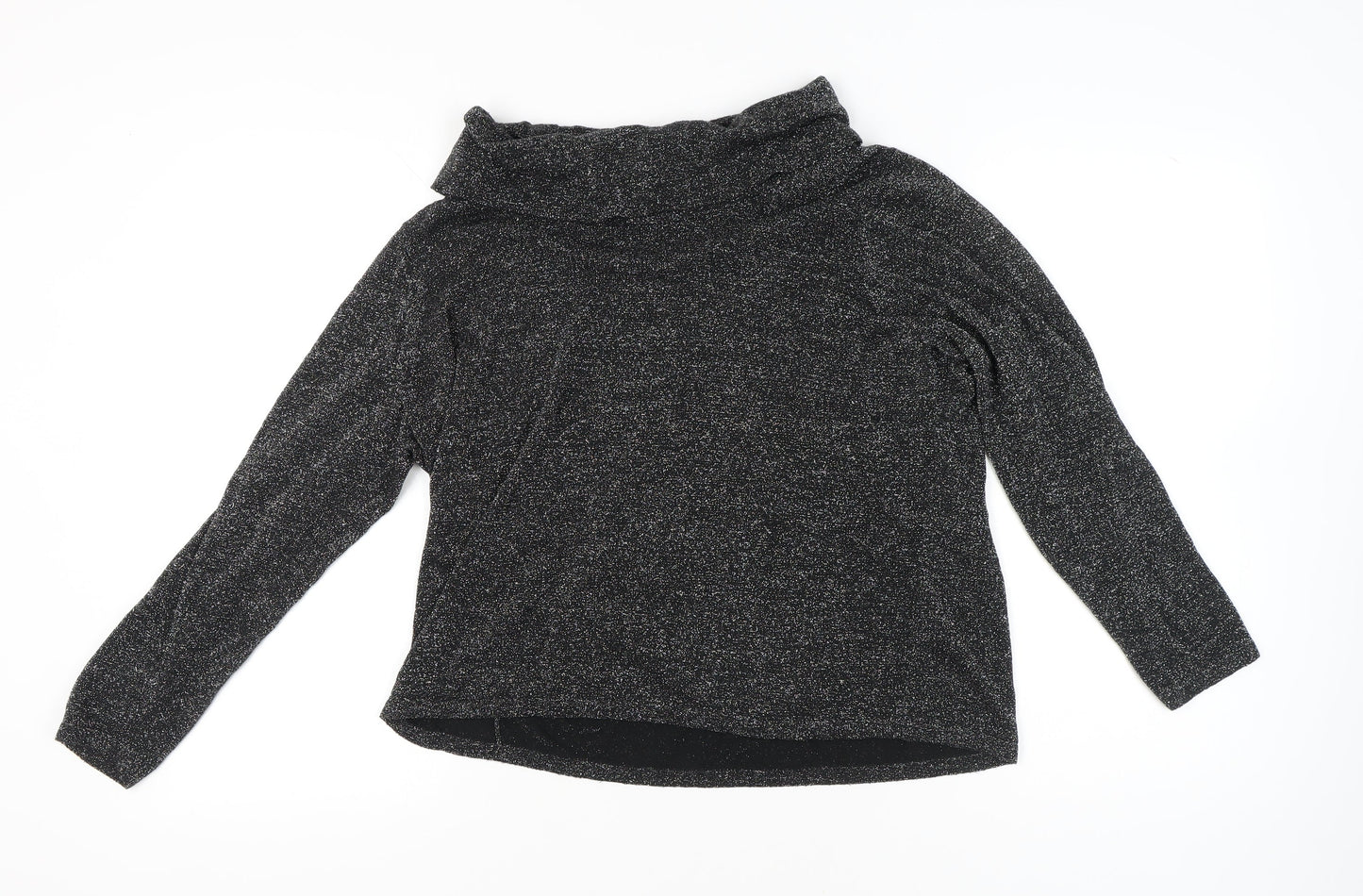 Marks and Spencer Women’s Black Glitter Cowl Neck Long Sleeve Blouse UK 22