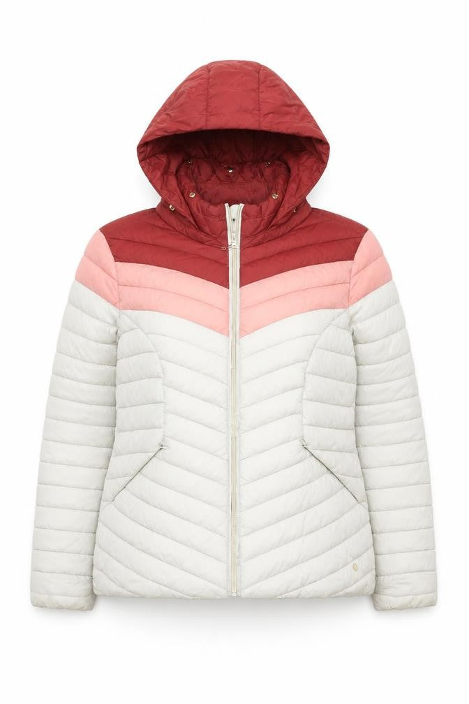 Next Womens Multicoloured Puffer Jacket Size 18 Hooded Quilted Winter Coat