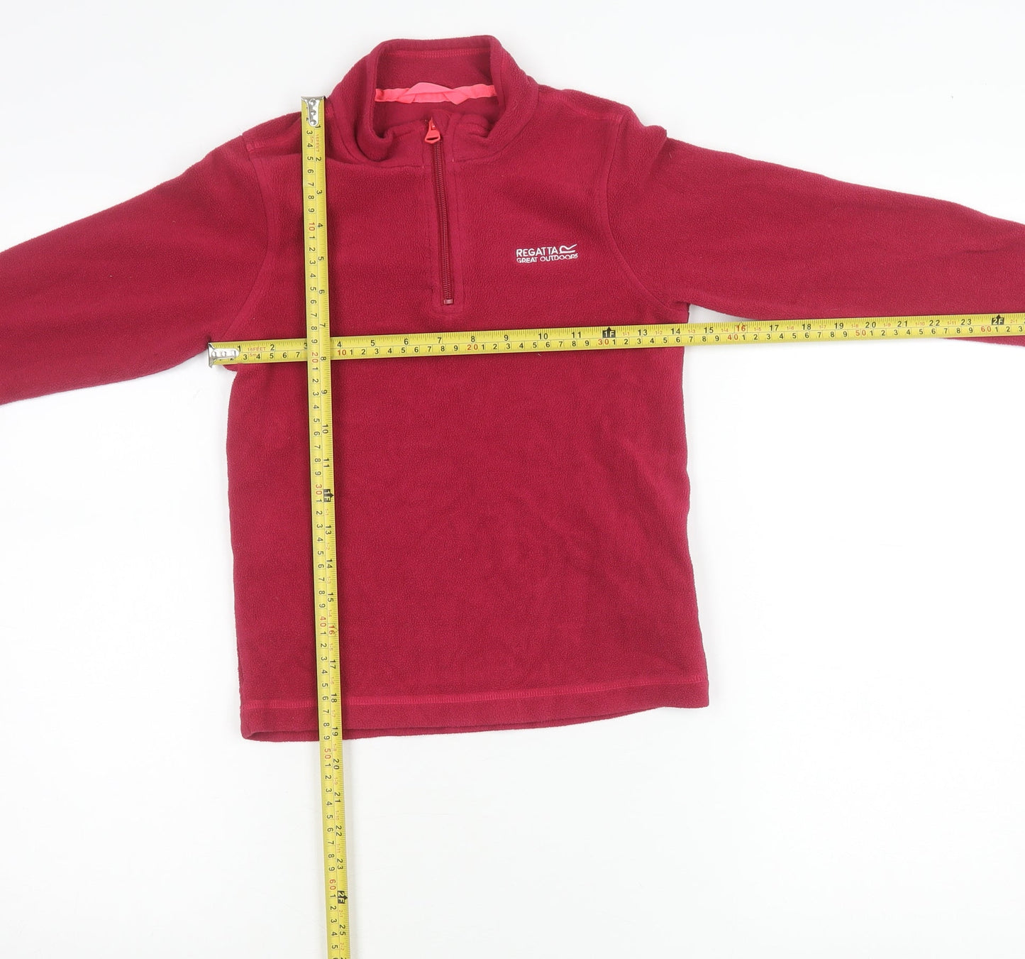 Regatta Girls Red Fleece 1/4 Zip Sweatshirt 9-10 Years Outdoor Pullover