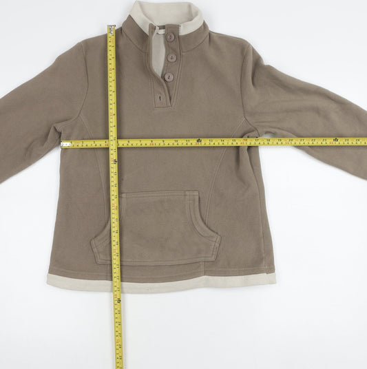 Marks and Spencer Womens Brown Fleece Henley Sweatshirt Size 12