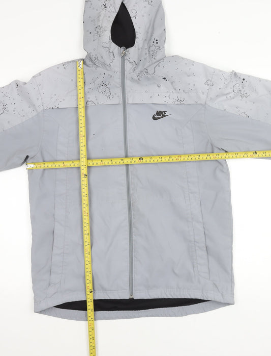 Nike Teens Grey XL Hooded Windbreaker Jacket with Logo